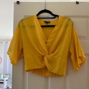 Yellow semi cropped top shop shirt
